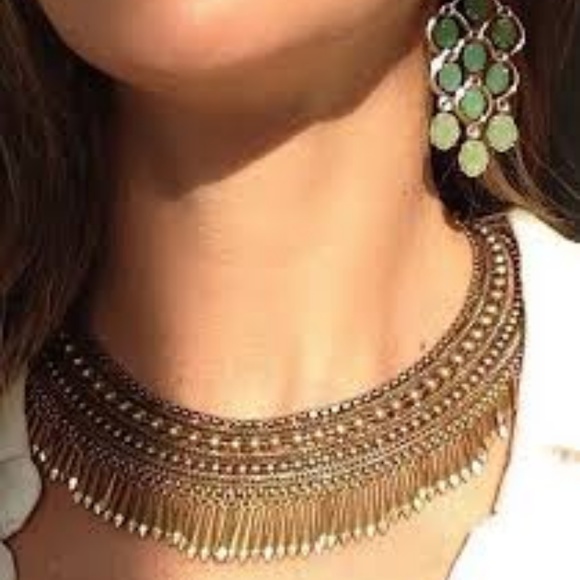 :: Stella & Dot Gold Tansy Fringe Collar Necklace - Picture 8 of 9
